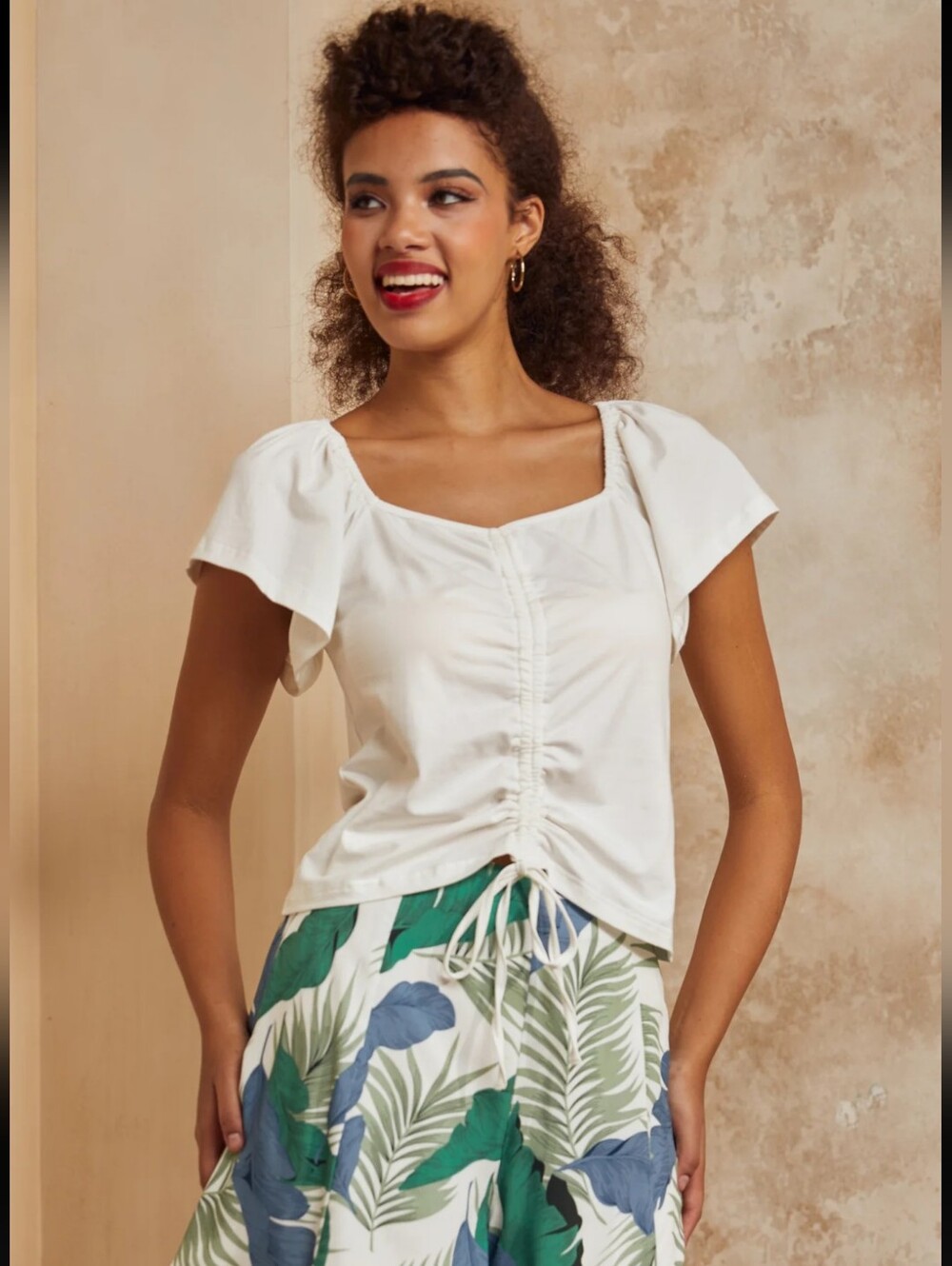 NWT Modcloth White Ruched Sweatheart Top - 1X & 2X